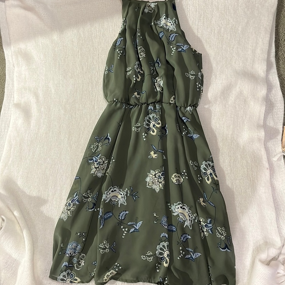 green floral dress